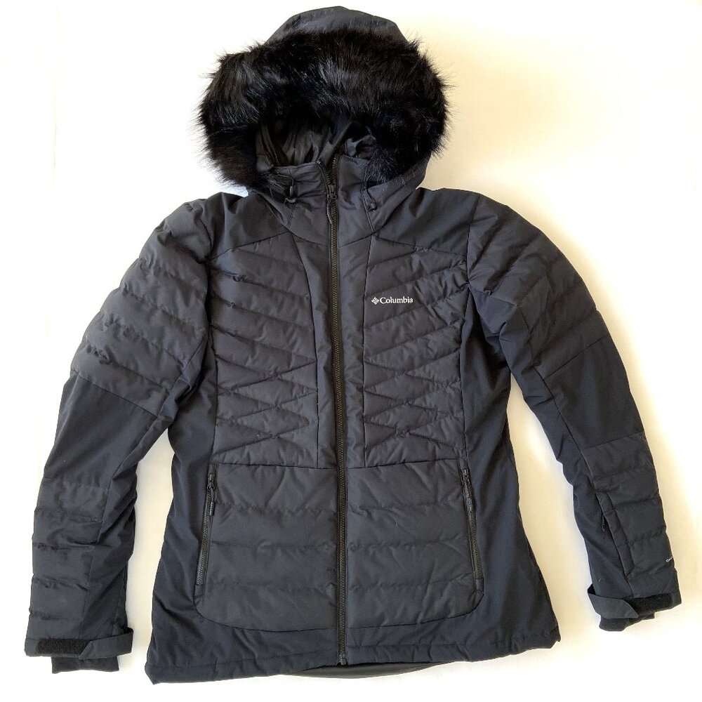 Columbia Joy Peak Insulated Hooded Jacket Women's XL Black Omni-Heat